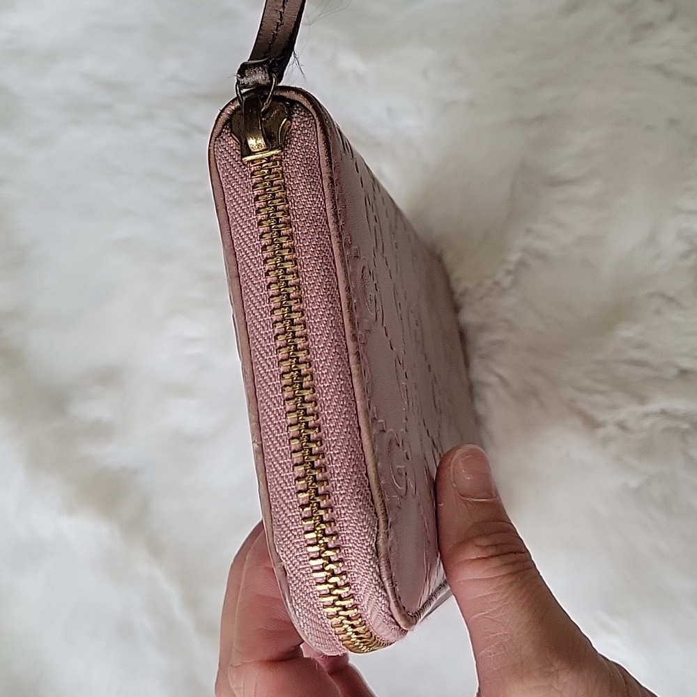 !!Great Condition!! GUCCI GG Guccissima Leather Zip Around Zippy Wallet - Pink - Picture 3 of 9